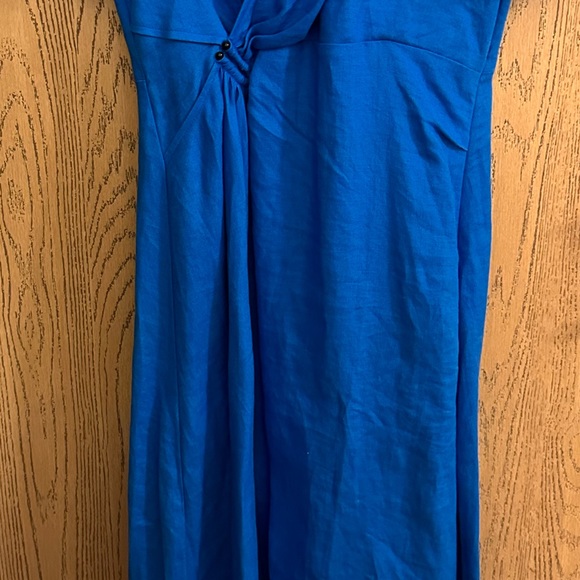 NEIMAN MARCUS Linen V-Neck Midi Length Dress NWT Size S - Picture 3 of 3